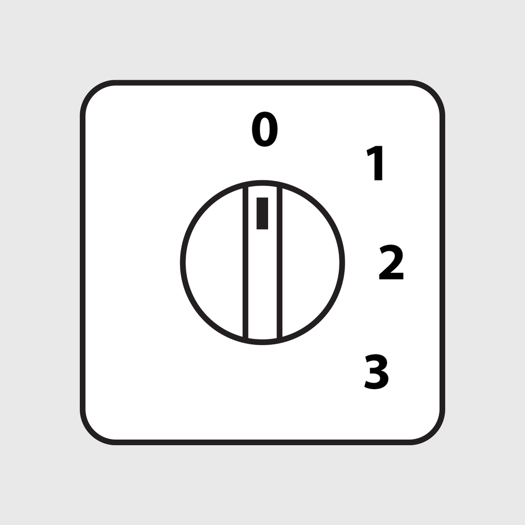 2 Pole 3 Step Rotary Cam Switch With Zero, 25A, 600V, Rear Panel Mount UL508