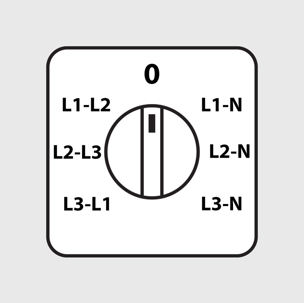 3 Position Voltmeter Switch Handle, L to L, 0, L to N