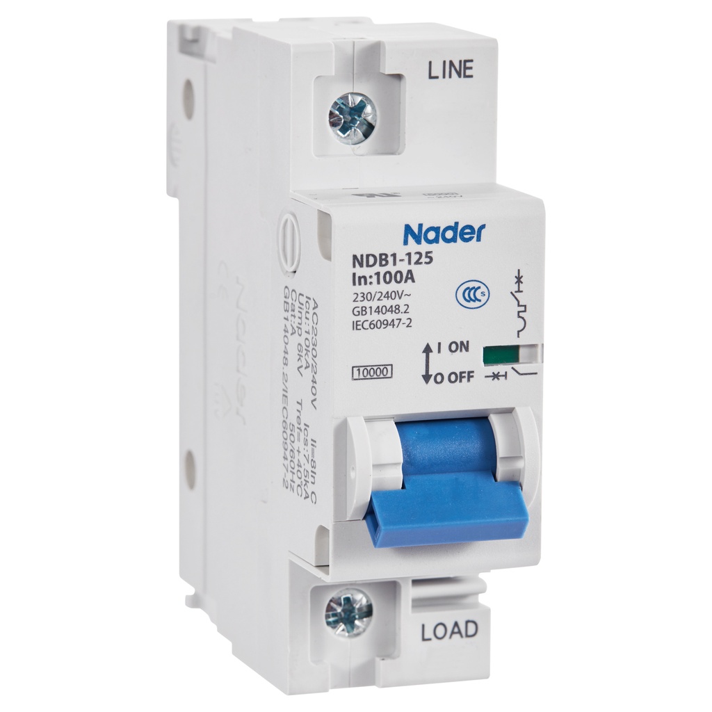 100 Amp, 1 Pole, 240V AC, 60V DC, Trip Curve: C, DIN Rail Mount-Miniature Circuit Breaker, UL1077