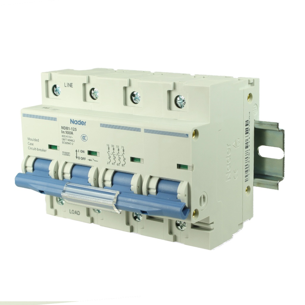 100 Amp, 4 Pole, 480V AC, 60V DC, Trip Curve: C, DIN Rail Mount-Miniature Circuit Breaker, UL1077