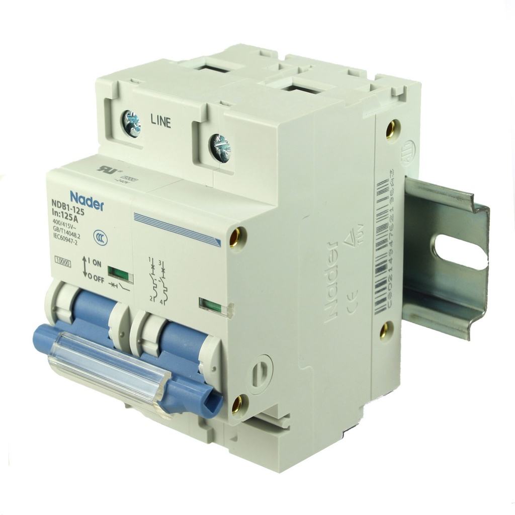 125 Amp, 2 Pole, 240V AC, 60V DC, Trip Curve: C, DIN Rail Mount-Miniature Circuit Breaker, UL1077