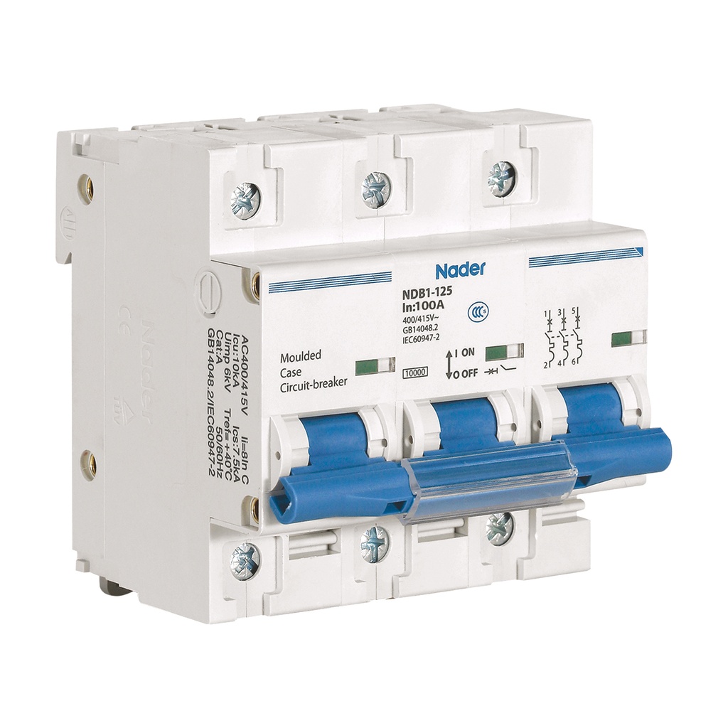 100 Amp, 3 Pole, 480V AC, 60V DC, Trip Curve: D, DIN Rail Mount-Miniature Circuit Breaker, UL1077