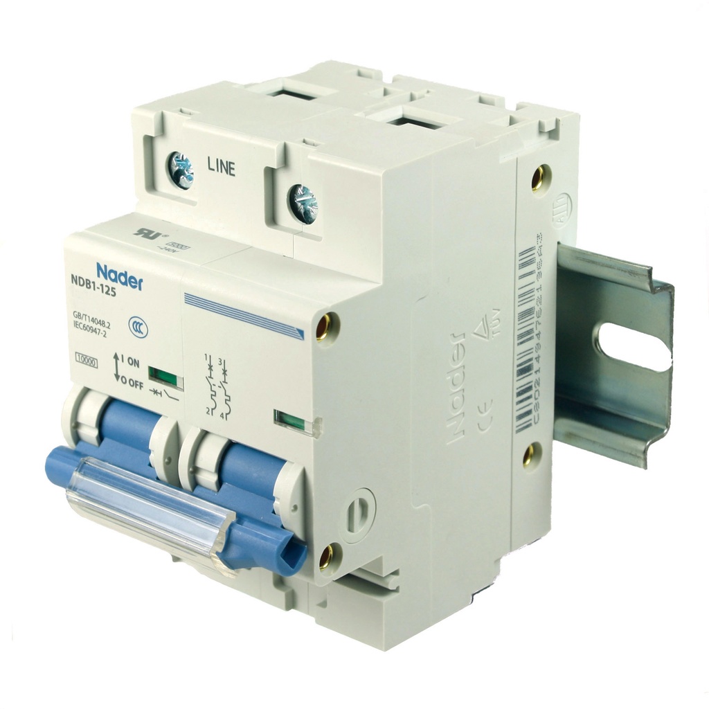 125 Amp, 2 Pole, 240V AC, 60V DC, Trip Curve: D, DIN Rail Mount-Miniature Circuit Breaker, UL1077