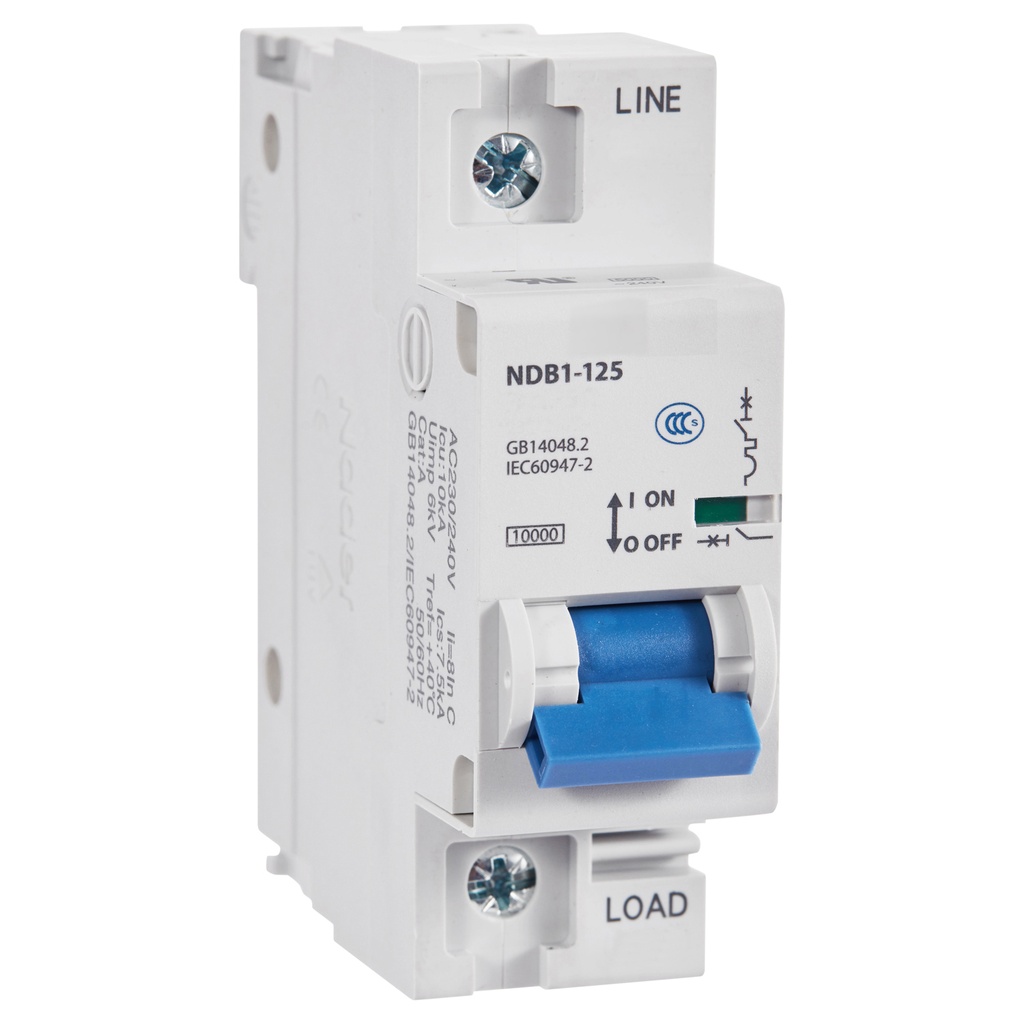 50 Amp, 1 Pole, 240V AC, 60V DC, Trip Curve: D, DIN Rail Mount-Miniature Circuit Breaker, UL1077