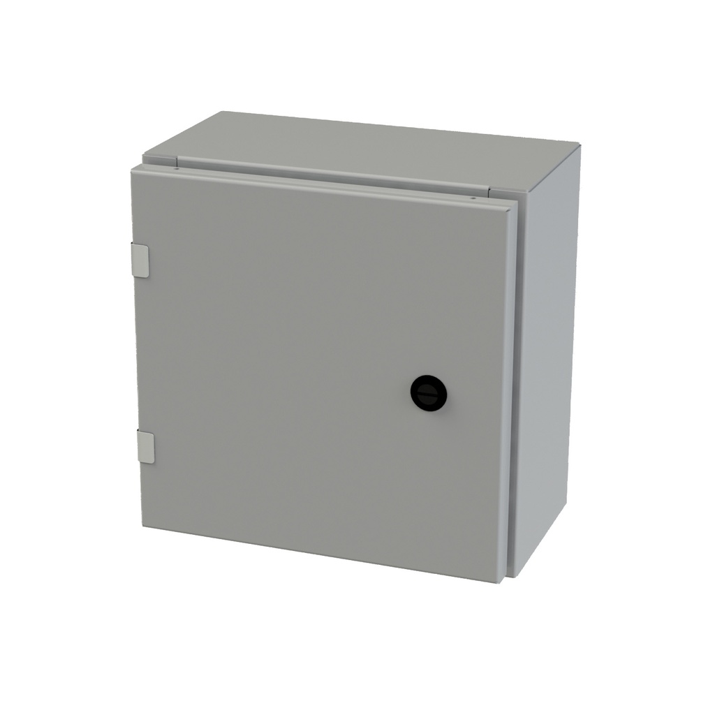 NEMA 3R, 4, 12 Enclosure, Wallmount, 12" H x 12" W x 6" D, Carbon Steel, Powder Coat gray, Heavy Duty