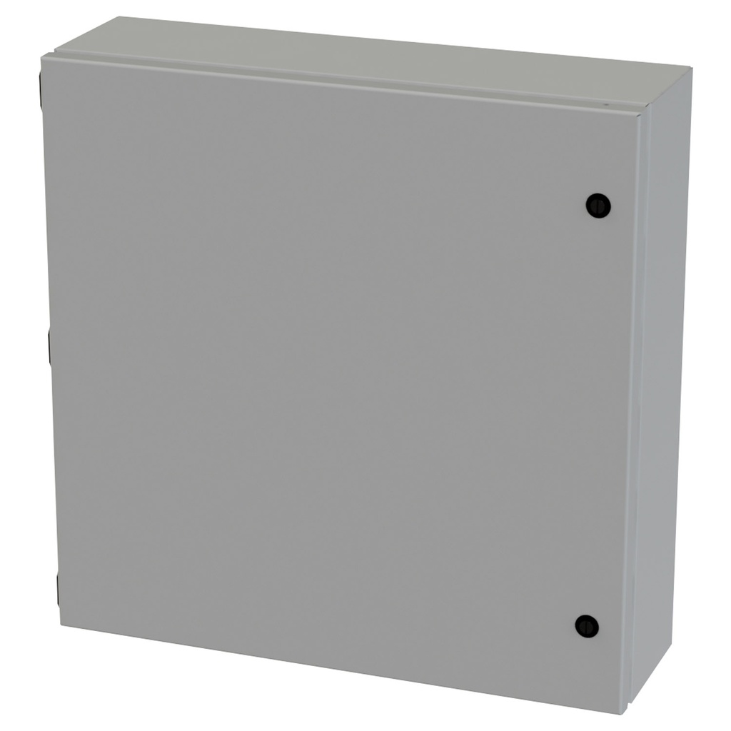 NEMA 3R, 4, 12 Junction Box, Wallmount, 20" H x 20" W x 6" D, Carbon Steel, Powder Coat gray