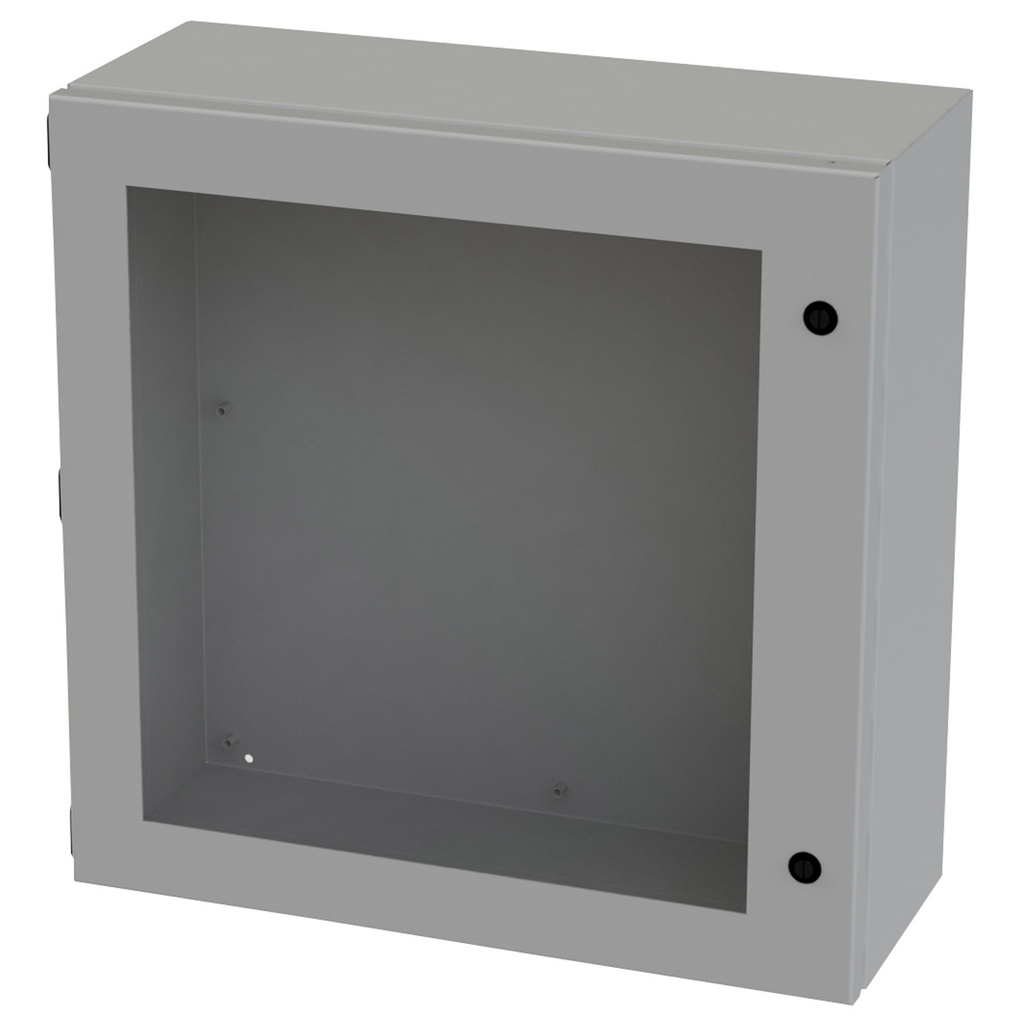 NEMA 3R, 4, 12 Junction Box, Wallmount, 20" H x 20" W x 8" D, Carbon Steel, Powder Coat gray