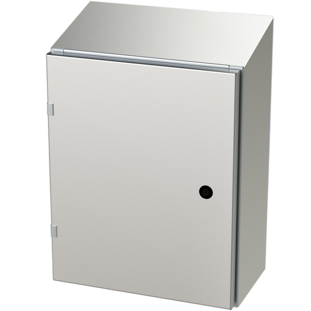 NEMA 4X Enclosure, Slope Top, Wallmount, 20" H x 16" W x 8" D, 304 Stainless Steel