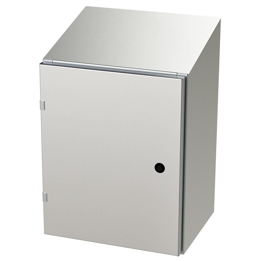 NEMA 4X Enclosure, Slope Top, Wallmount, 20" H x 16" W x 12" D, 304 Stainless Steel