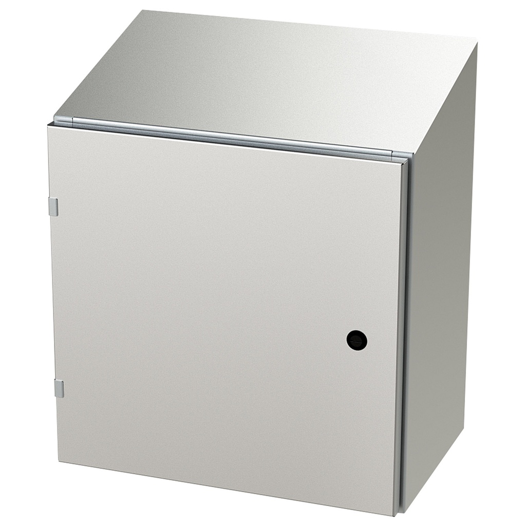 NEMA 4X Enclosure, Slope Top, Wallmount, 20" H x 20" W x 12" D, 304 Stainless Steel