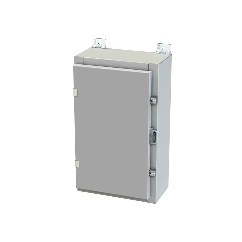 NEMA 3R, 4, 12 Enclosure, Wallmount, 20" H x 12" W x 6" D, Carbon Steel, Powder Coat gray