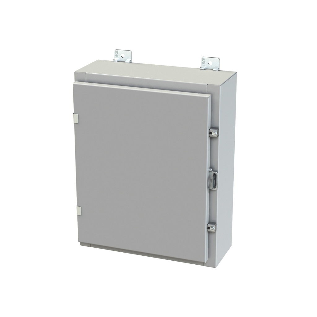 NEMA 3R, 4, 12 Enclosure, Wallmount, 20" H x 16" W x 6" D, Carbon Steel, Powder Coat gray