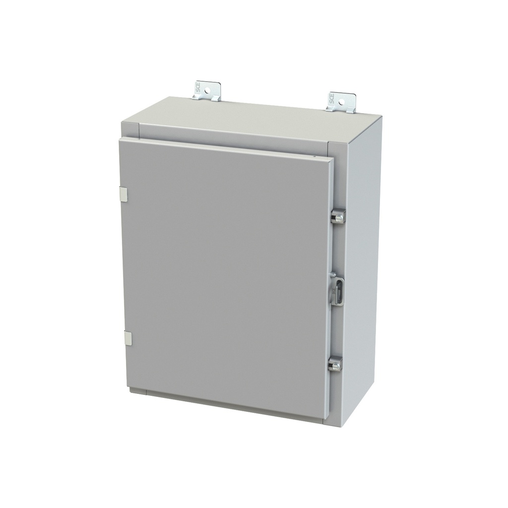 NEMA 3R, 4, 12 Enclosure, Wallmount, 20" H x 16" W x 8" D, Carbon Steel, Powder Coat gray