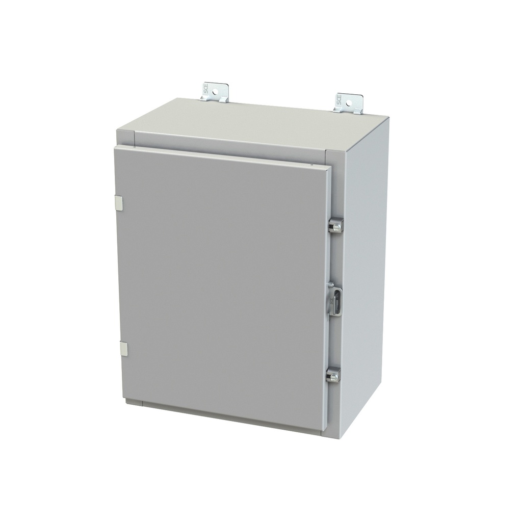 NEMA 3R, 4, 12 Enclosure, Wallmount, 20" H x 16" W x 10" D, Carbon Steel, Powder Coat gray