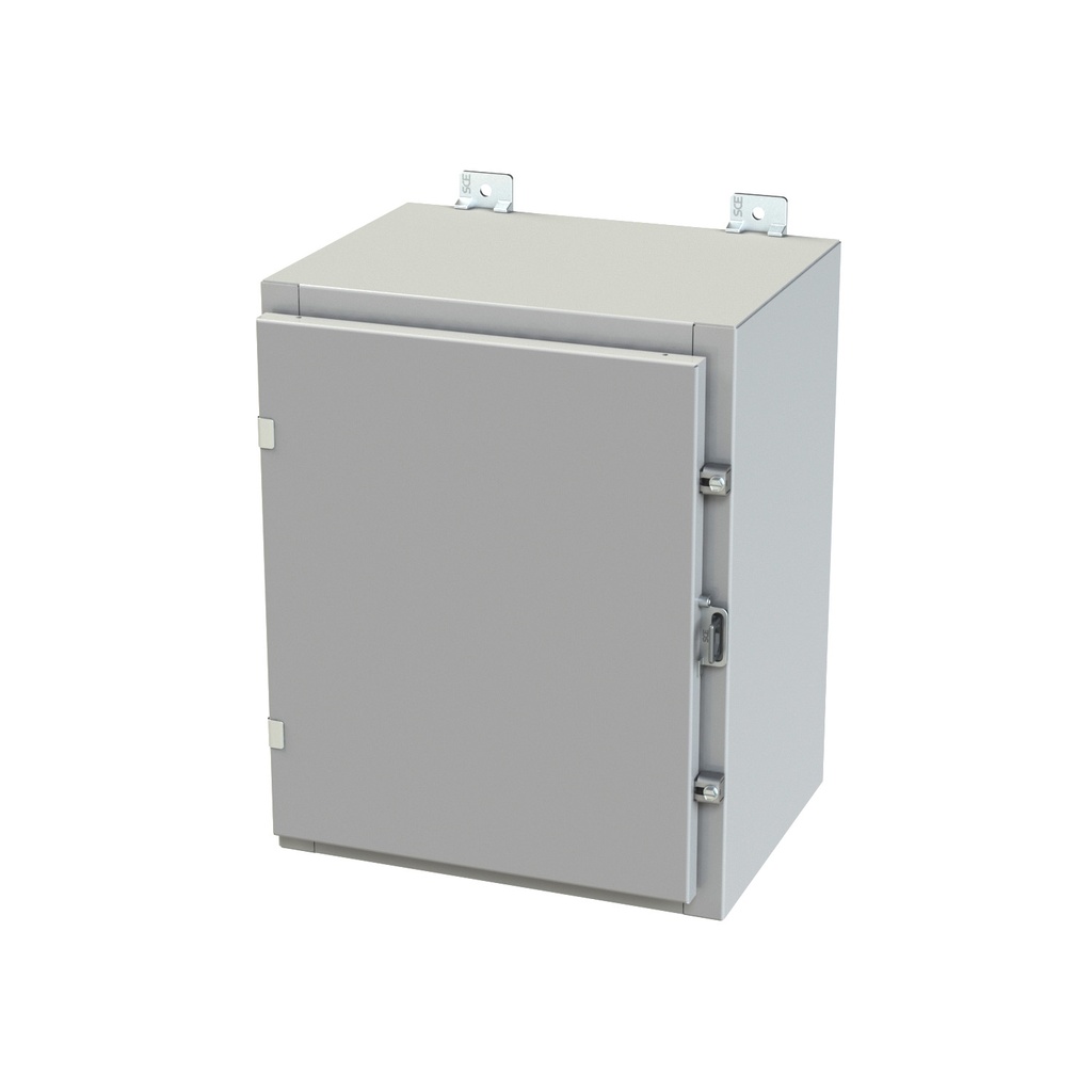 NEMA 3R, 4, 12 Enclosure, Wallmount, 20" H x 16" W x 12" D, Carbon Steel, Powder Coat gray