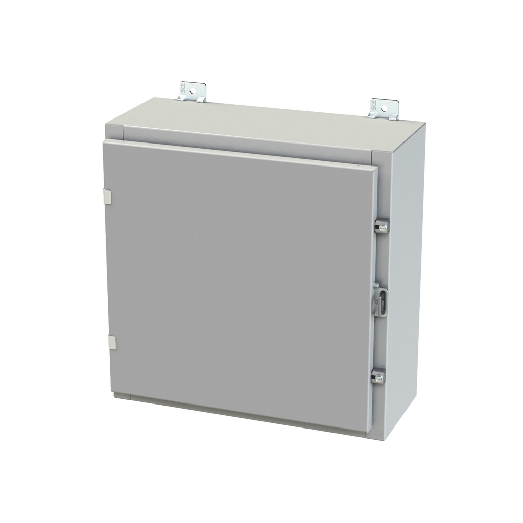 NEMA 3R, 4, 12 Enclosure, Wallmount, 20" H x 20" W x 8" D, Carbon Steel, Powder Coat gray