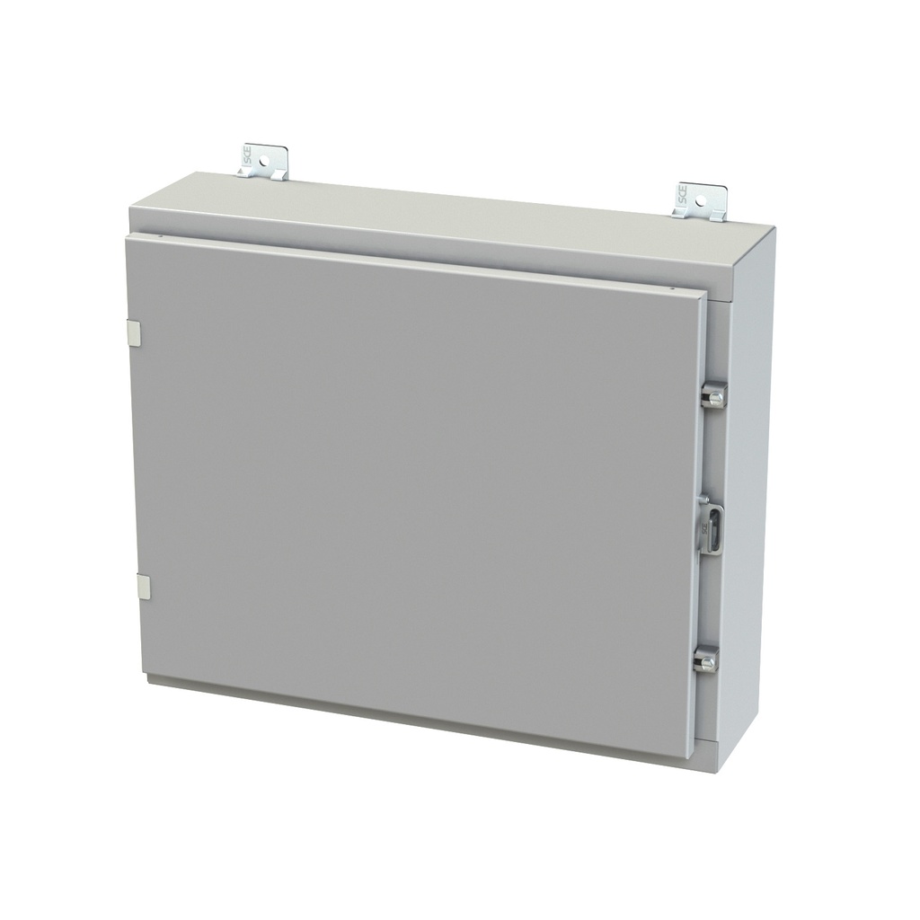 NEMA 3R, 4, 12 Enclosure, Wallmount, 20" H x 24" W x 6" D, Carbon Steel, Powder Coat gray