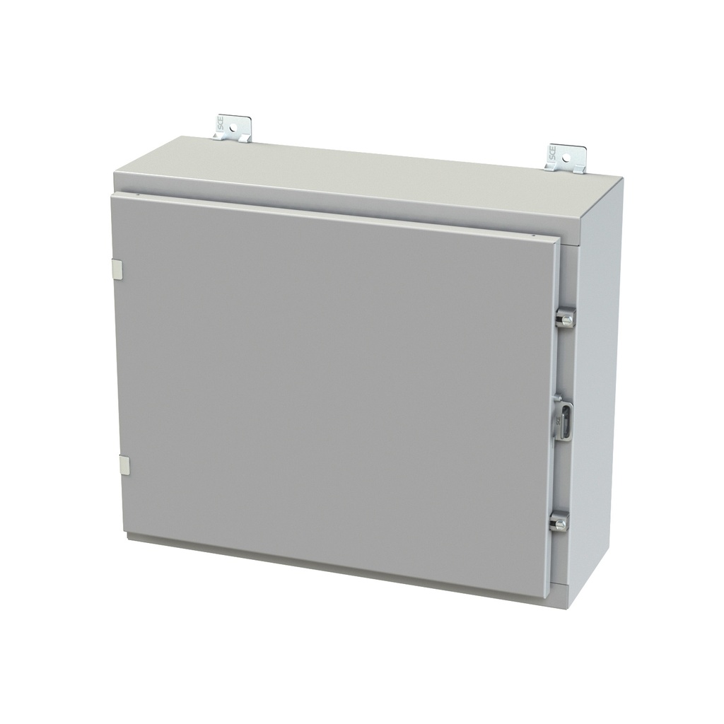 NEMA 3R, 4, 12 Enclosure, Wallmount, 20" H x 24" W x 8" D, Carbon Steel, Powder Coat gray