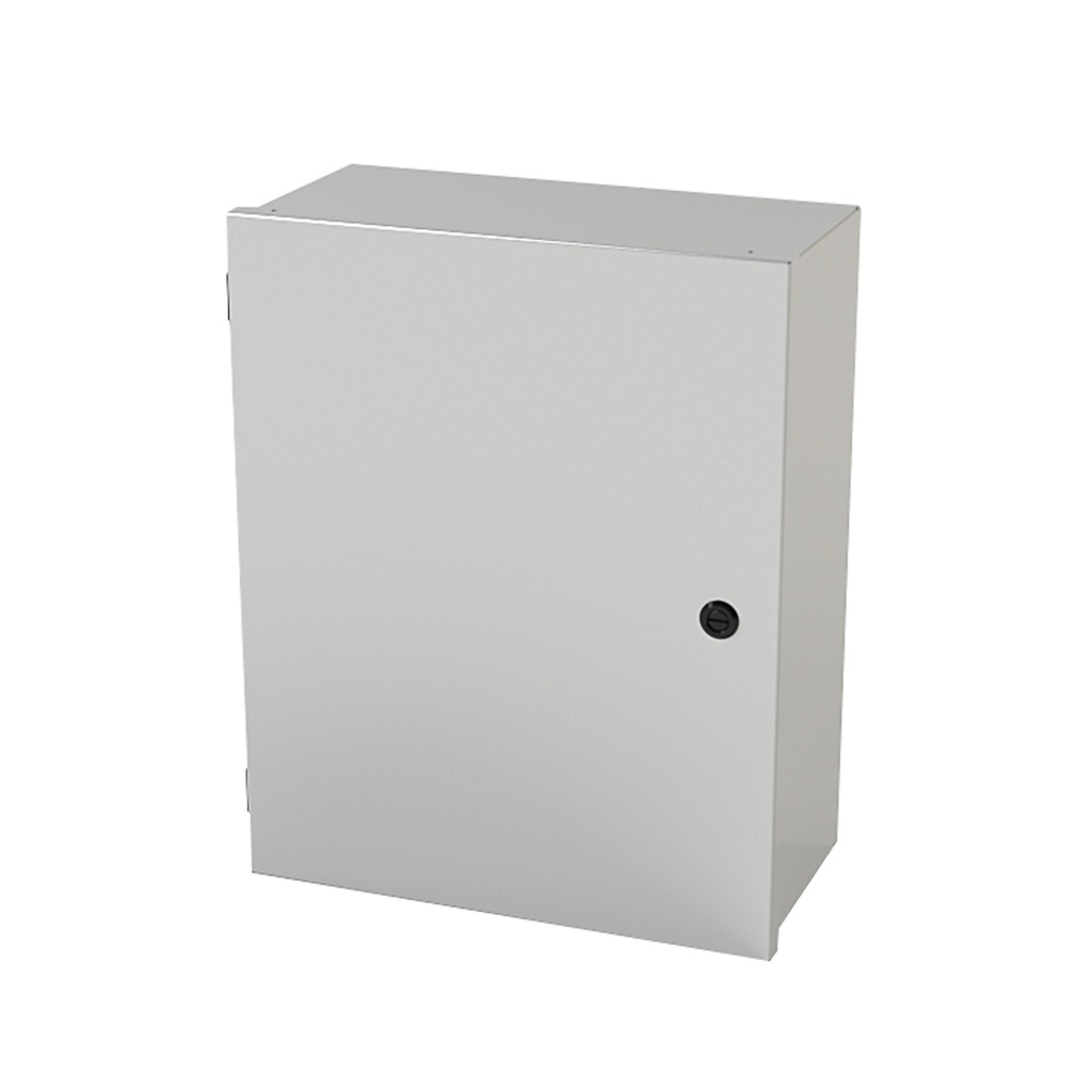 NEMA 1 Enclosure, Wallmount, 20" H x 16" W x 8" D, Carbon Steel, Powder Coat gray