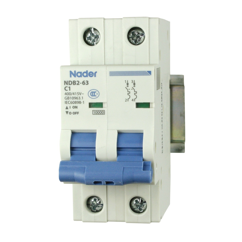 1 Amp, 2 Pole, 480V AC, 125V DC, Trip Curve: C, DIN Rail Mount-Miniature Circuit Breaker, UL1077