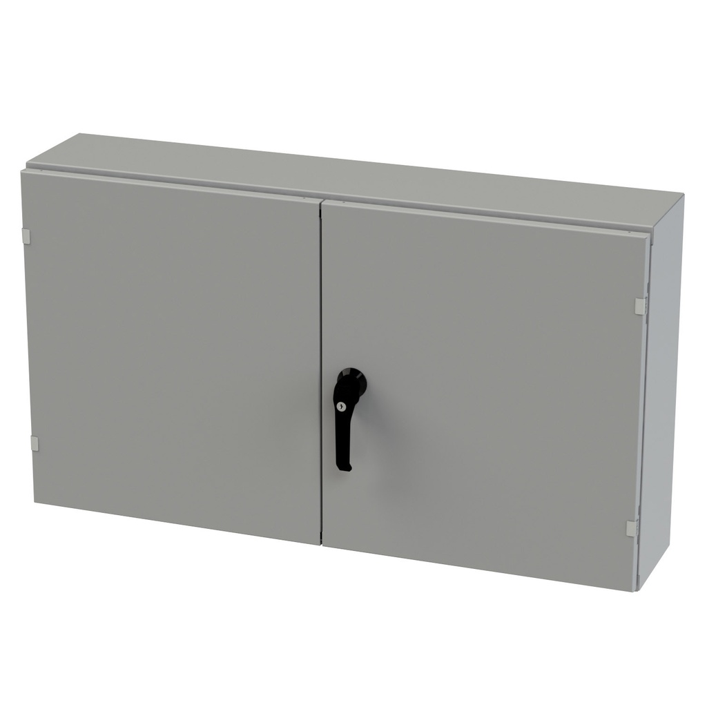 NEMA 3R, 4, 12 Enclosure, Wallmount, 24" H x 42" W x 8" D, Carbon Steel, Powder Coat gray