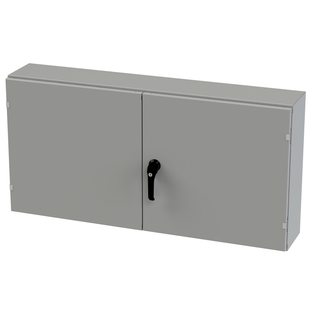 NEMA 3R, 4, 12 Enclosure, Wallmount, 24" H x 48" W x 8" D, Carbon Steel, Powder Coat gray