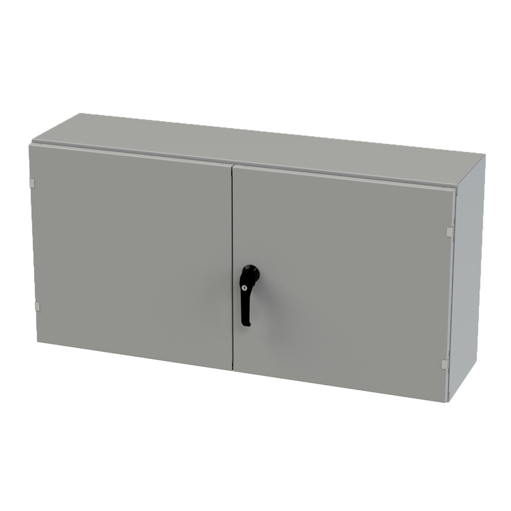 NEMA 3R, 4, 12 Enclosure, Wallmount, 24" H x 48" W x 12" D, Carbon Steel, Powder Coat gray