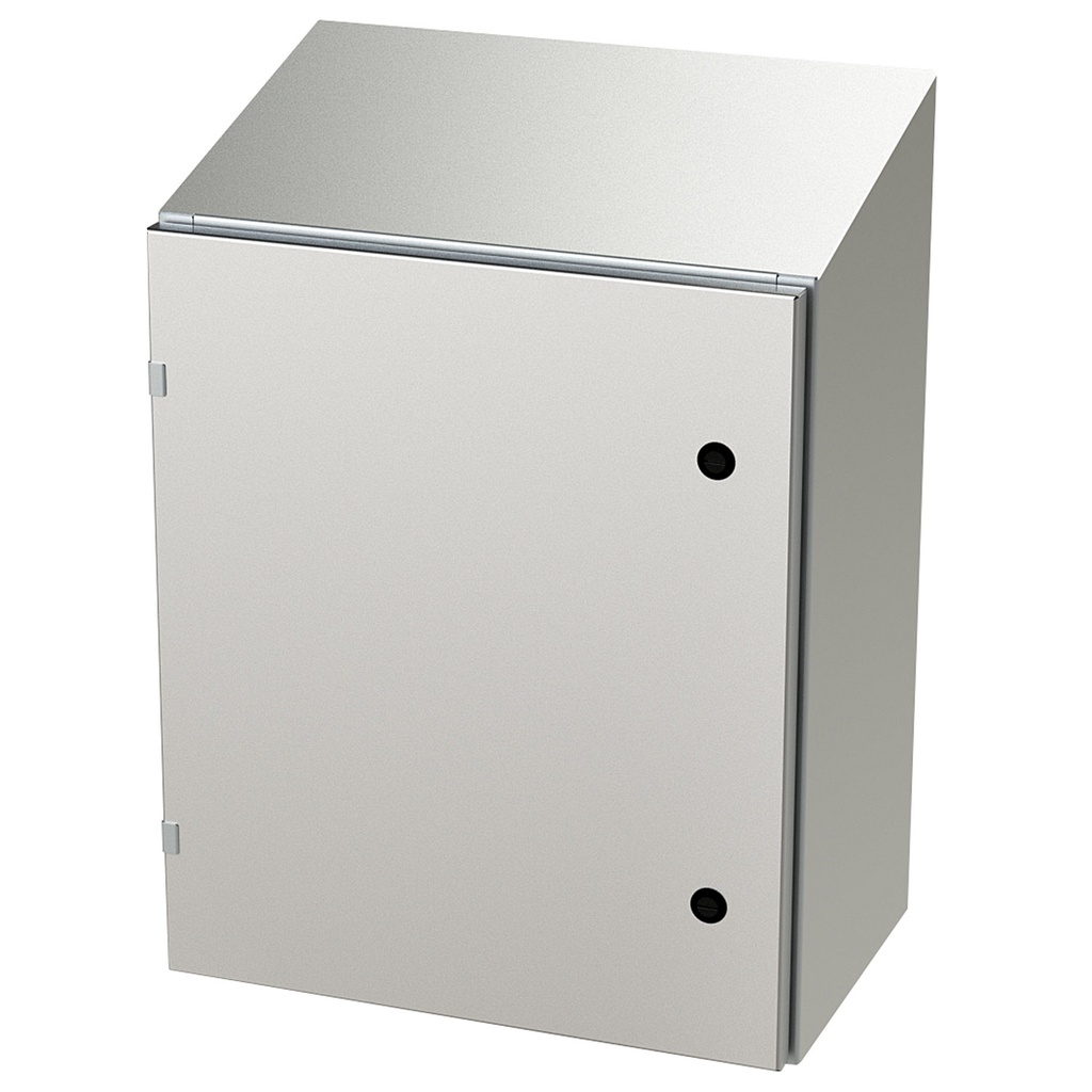 NEMA 4X Enclosure, Slope Top, Wallmount, 24" H x 20" W x 12" D, 304 Stainless Steel