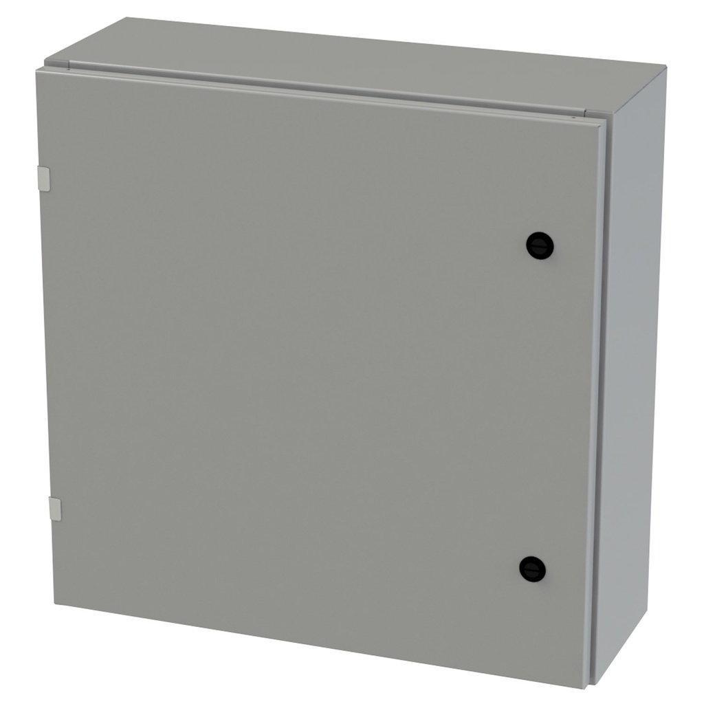 NEMA 3R, 4, 12 Enclosure, Wallmount, 24" H x 24" W x 8" D, Carbon Steel, Powder Coat gray, Heavy Duty