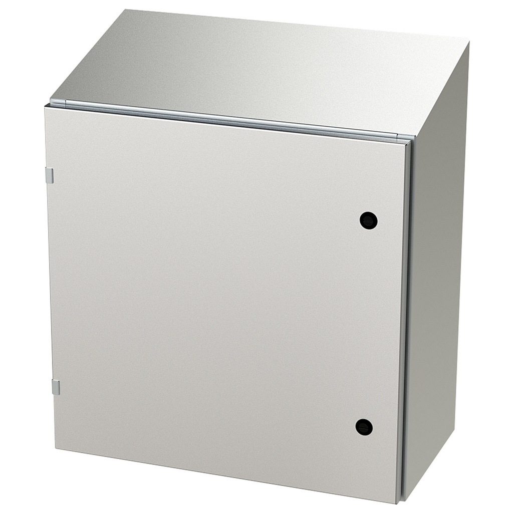 NEMA 4X Enclosure, Slope Top, Wallmount, 24" H x 24" W x 12" D, 304 Stainless Steel