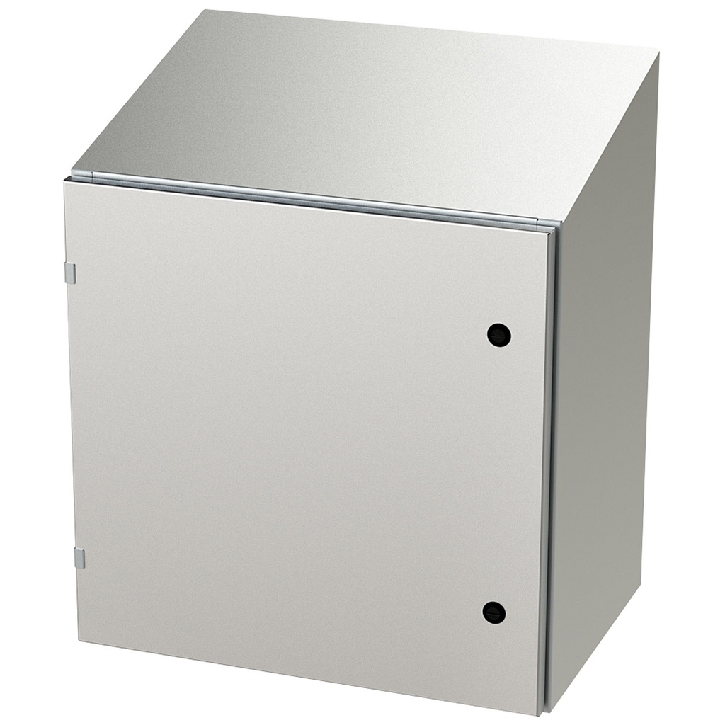 NEMA 4X Enclosure, Slope Top, Wallmount, 24" H x 24" W x 16" D, 304 Stainless Steel