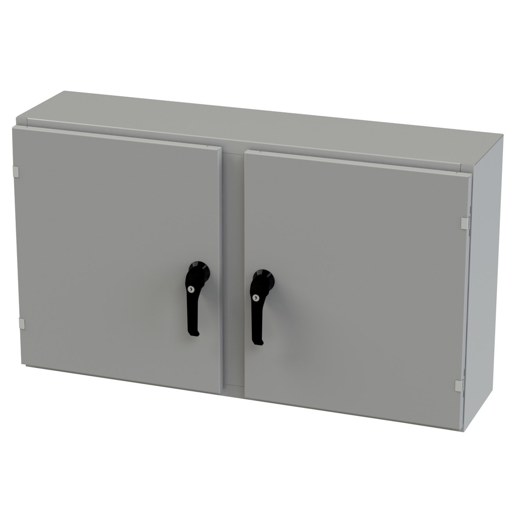 NEMA 3R, 4, 12 Enclosure, Wallmount, 24" H x 42" W x 10" D, Carbon Steel, Powder Coat gray