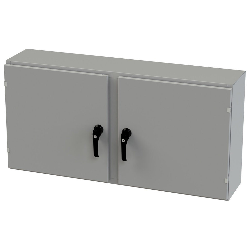 NEMA 3R, 4, 12 Enclosure, Wallmount, 24" H x 48" W x 10" D, Carbon Steel, Powder Coat gray