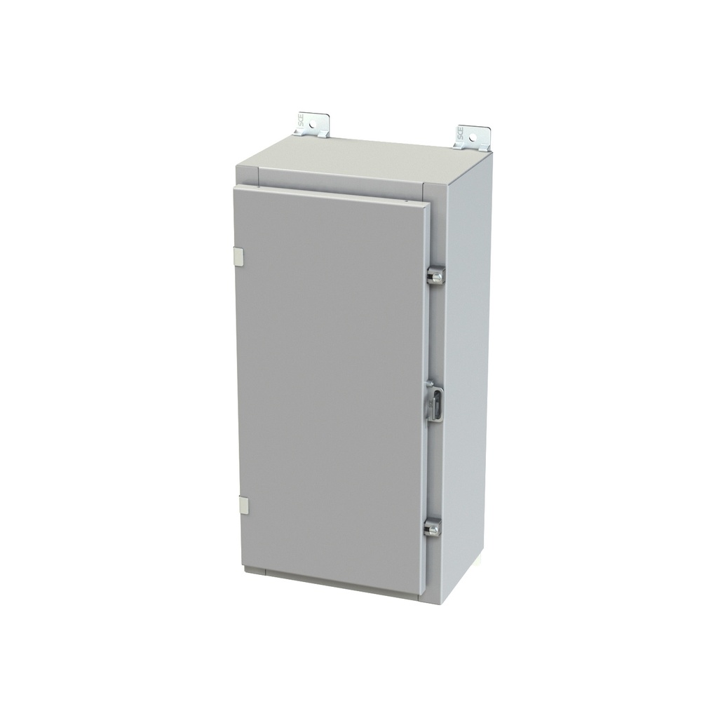 NEMA 3R, 4, 12 Enclosure, Wallmount, 24" H x 12" W x 8" D, Carbon Steel, Powder Coat gray