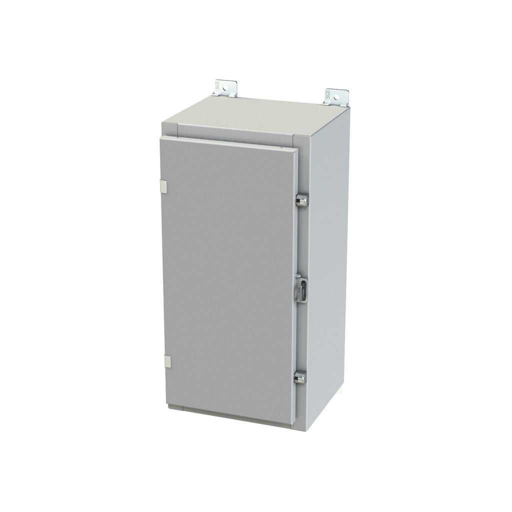 NEMA 3R, 4, 12 Enclosure, Wallmount, 24" H x 12" W x 10" D, Carbon Steel, Powder Coat gray