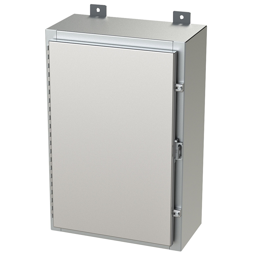 NEMA 4X Enclosure, Wallmount, 24" H x 16" W x 8" D, 304 Stainless Steel