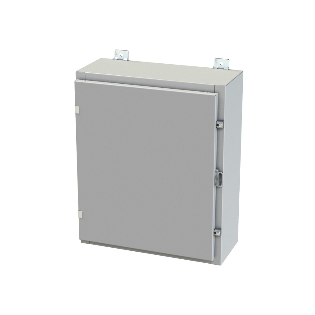 NEMA 3R, 4, 12 Enclosure, Wallmount, 24" H x 20" W x 8" D, Carbon Steel, Powder Coat gray