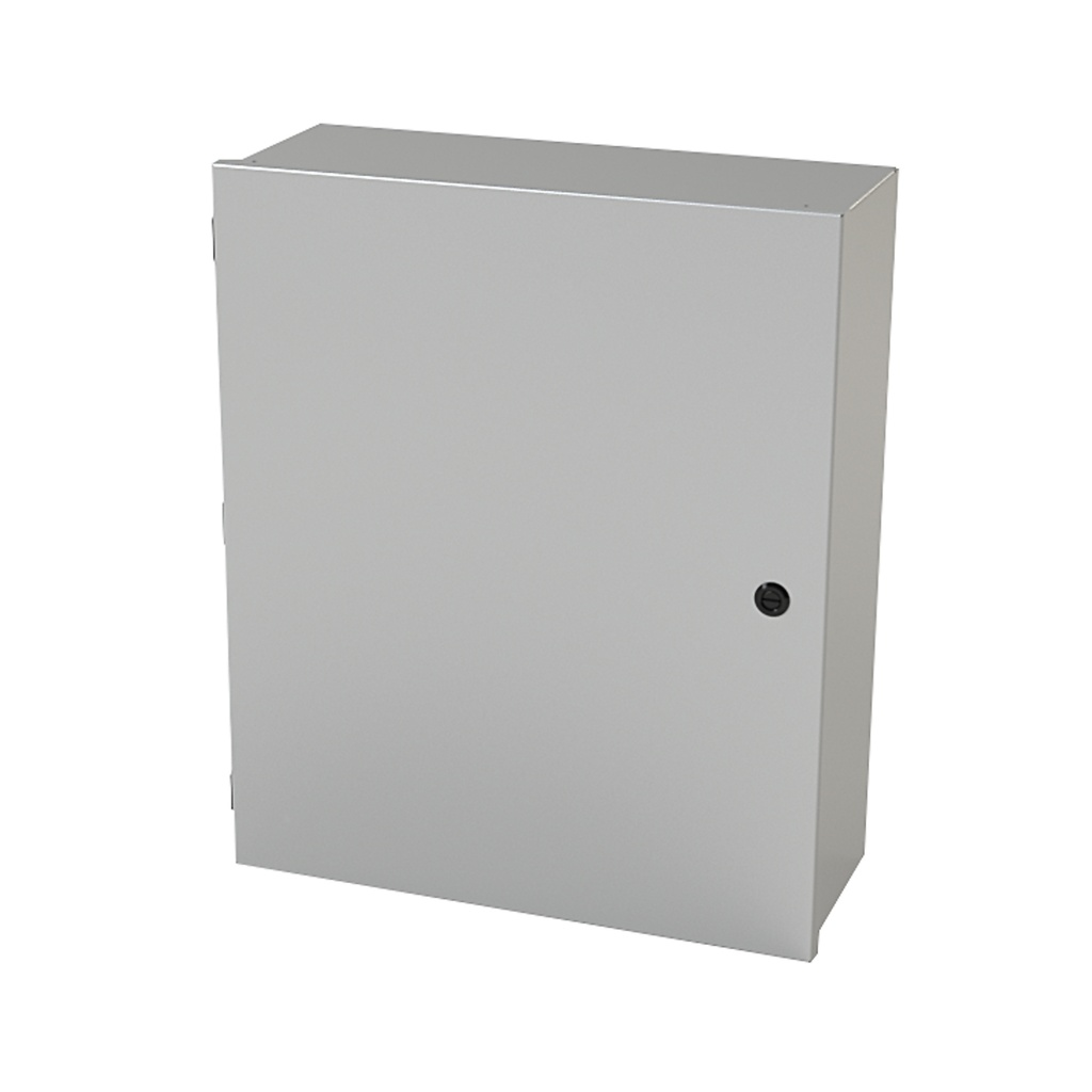 NEMA 1 Enclosure, Wallmount, 24" H x 20" W x 8" D, Carbon Steel, Powder Coat gray