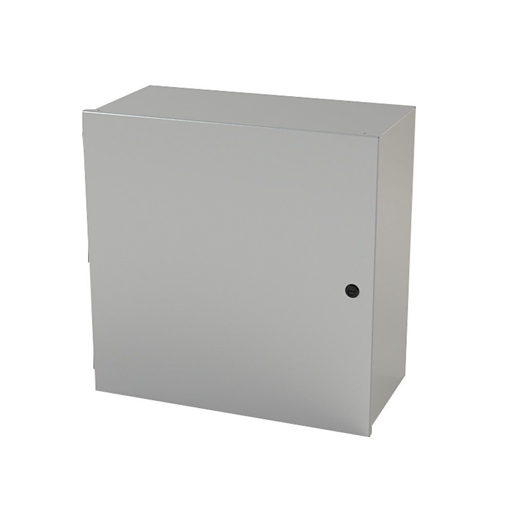 NEMA 1 Enclosure, Wallmount, 24" H x 24" W x 12" D, Carbon Steel, Powder Coat gray