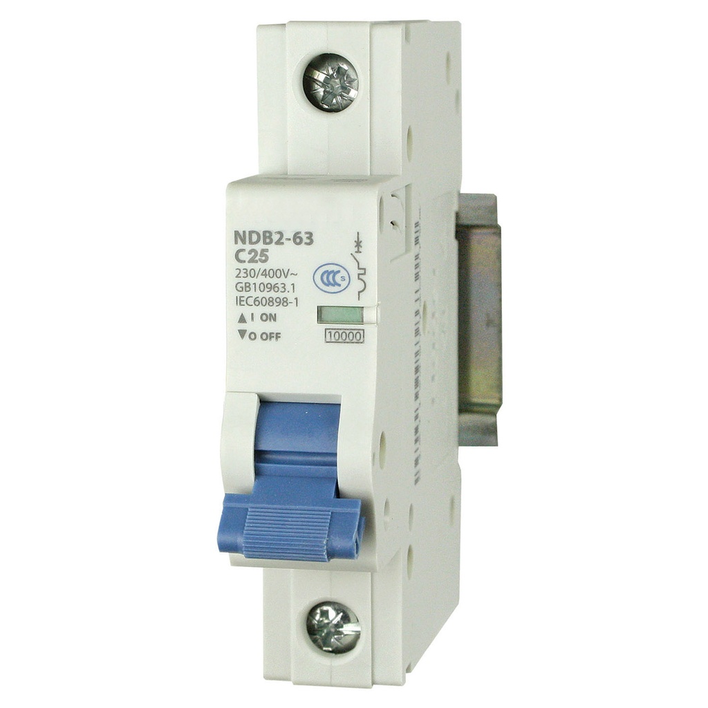 25 Amp, 1 Pole, 240V AC, 60V DC, Trip Curve: C, DIN Rail Mount-Miniature Circuit Breaker, UL1077