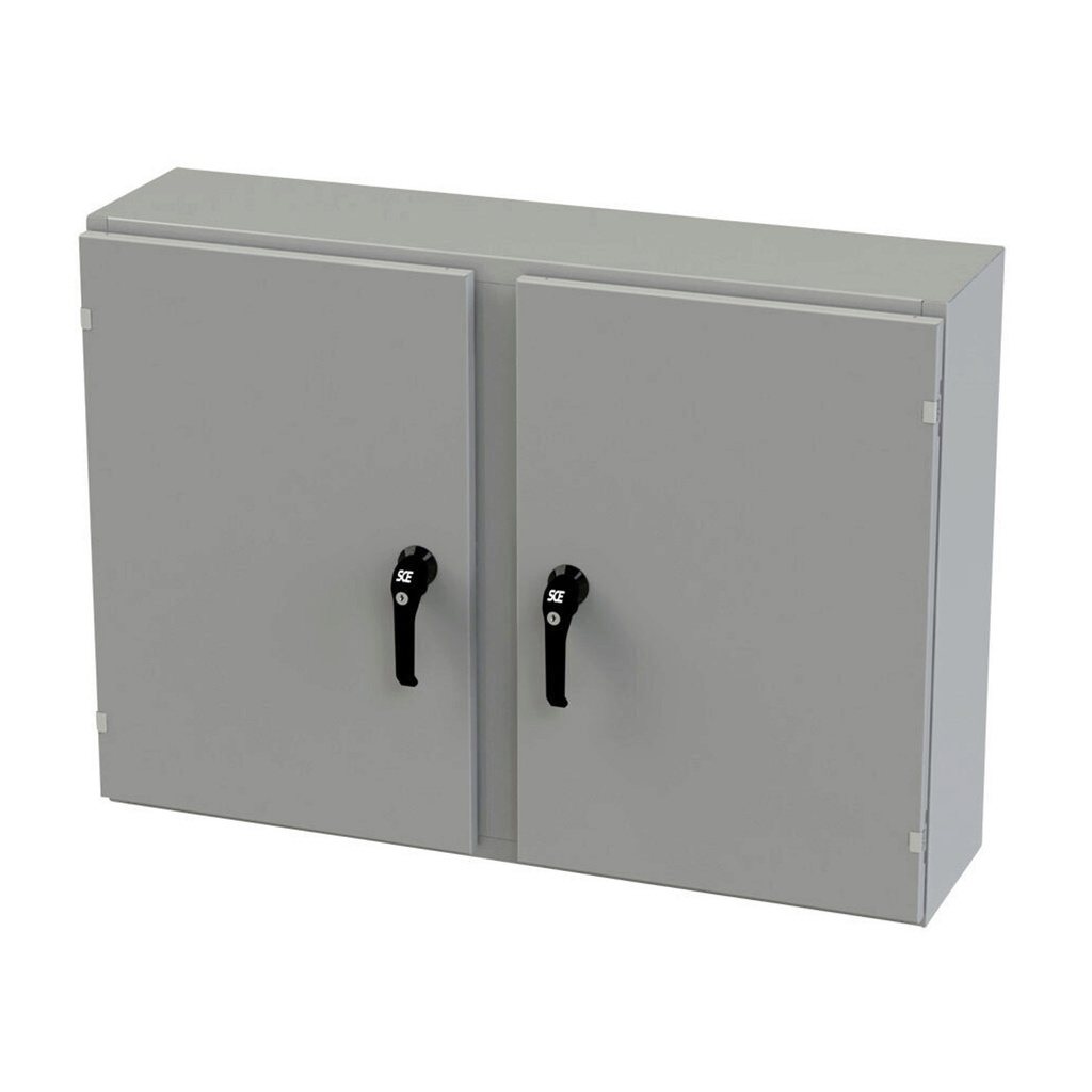 NEMA 3R, 4, 12 Enclosure, Wallmount, 30" H x 42" W x 10" D, Carbon Steel, Powder Coat gray