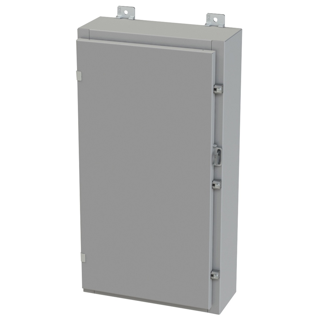 NEMA 3R, 4, 12 Enclosure, Wallmount, 30" H x 16" W x 6" D, Carbon Steel, Powder Coat gray