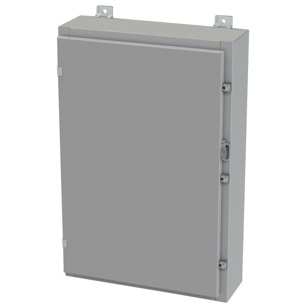 NEMA 3R, 4, 12 Enclosure, Wallmount, 30" H x 20" W x 6" D, Carbon Steel, Powder Coat gray