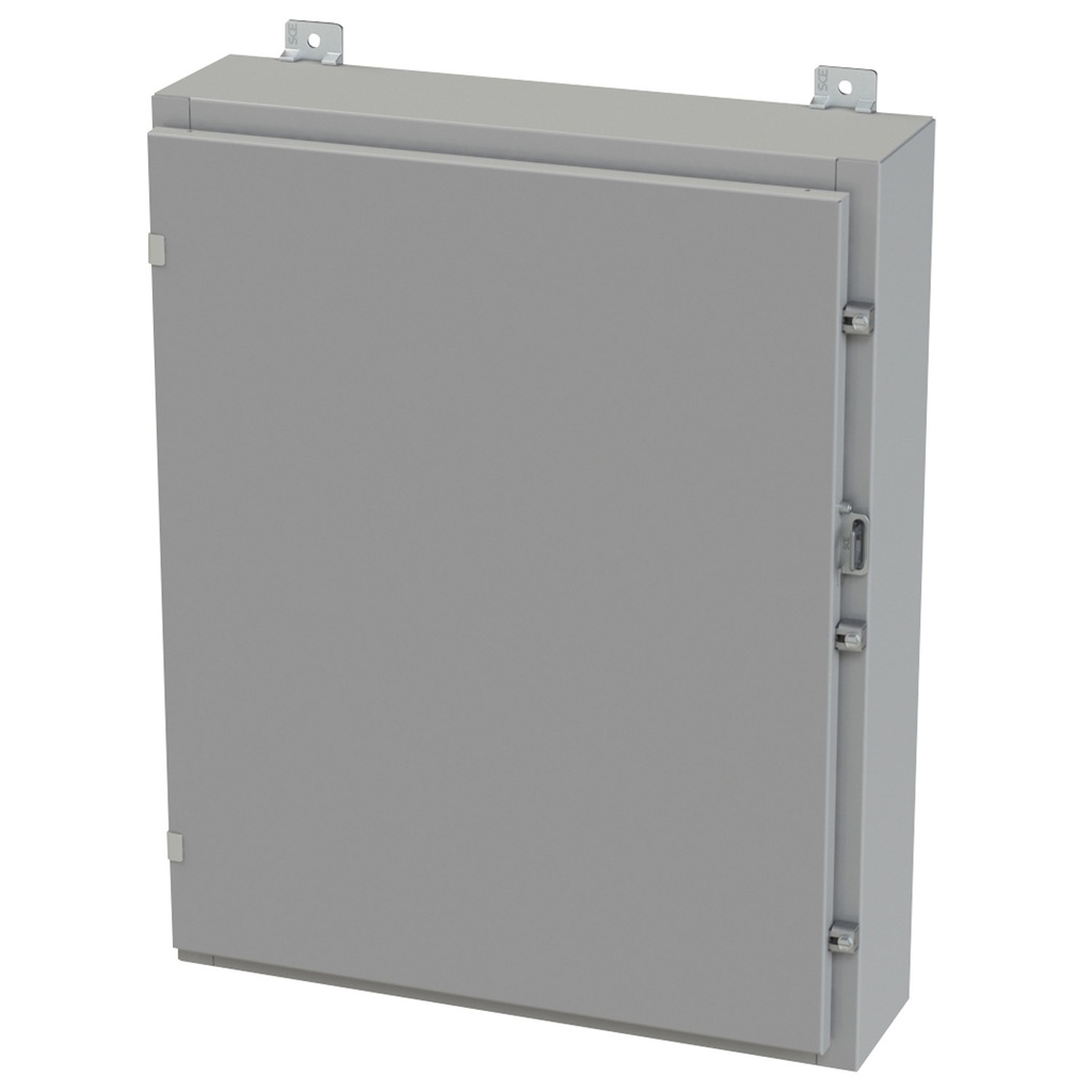 NEMA 3R, 4, 12 Enclosure, Wallmount, 30" H x 24" W x 6" D, Carbon Steel, Powder Coat gray