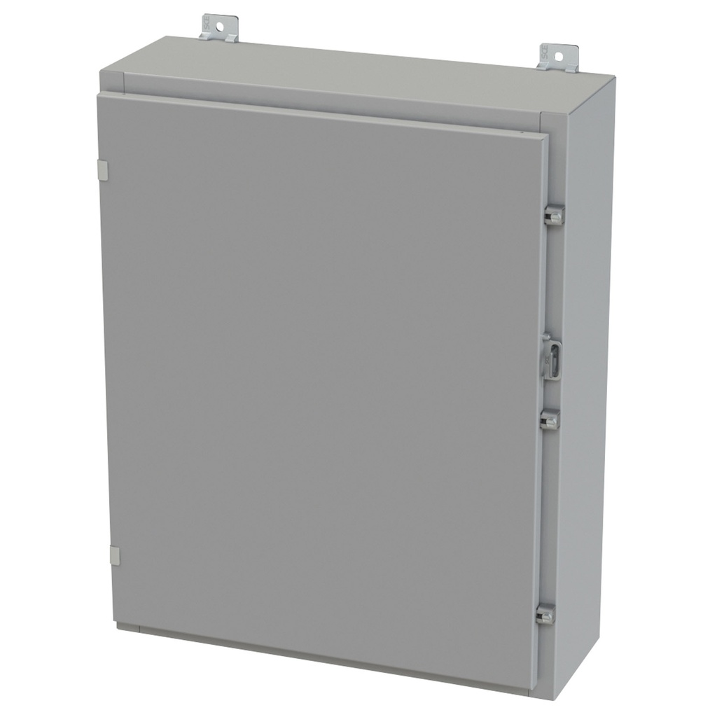 NEMA 3R, 4, 12 Enclosure, Wallmount, 30" H x 24" W x 8" D, Carbon Steel, Powder Coat gray