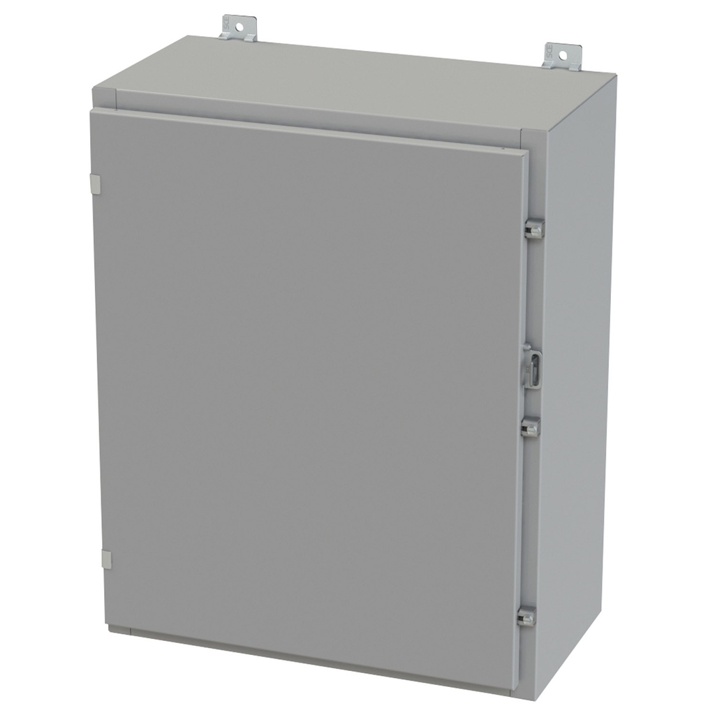 NEMA 3R, 4, 12 Enclosure, Wallmount, 30" H x 24" W x 12" D, Carbon Steel, Powder Coat gray