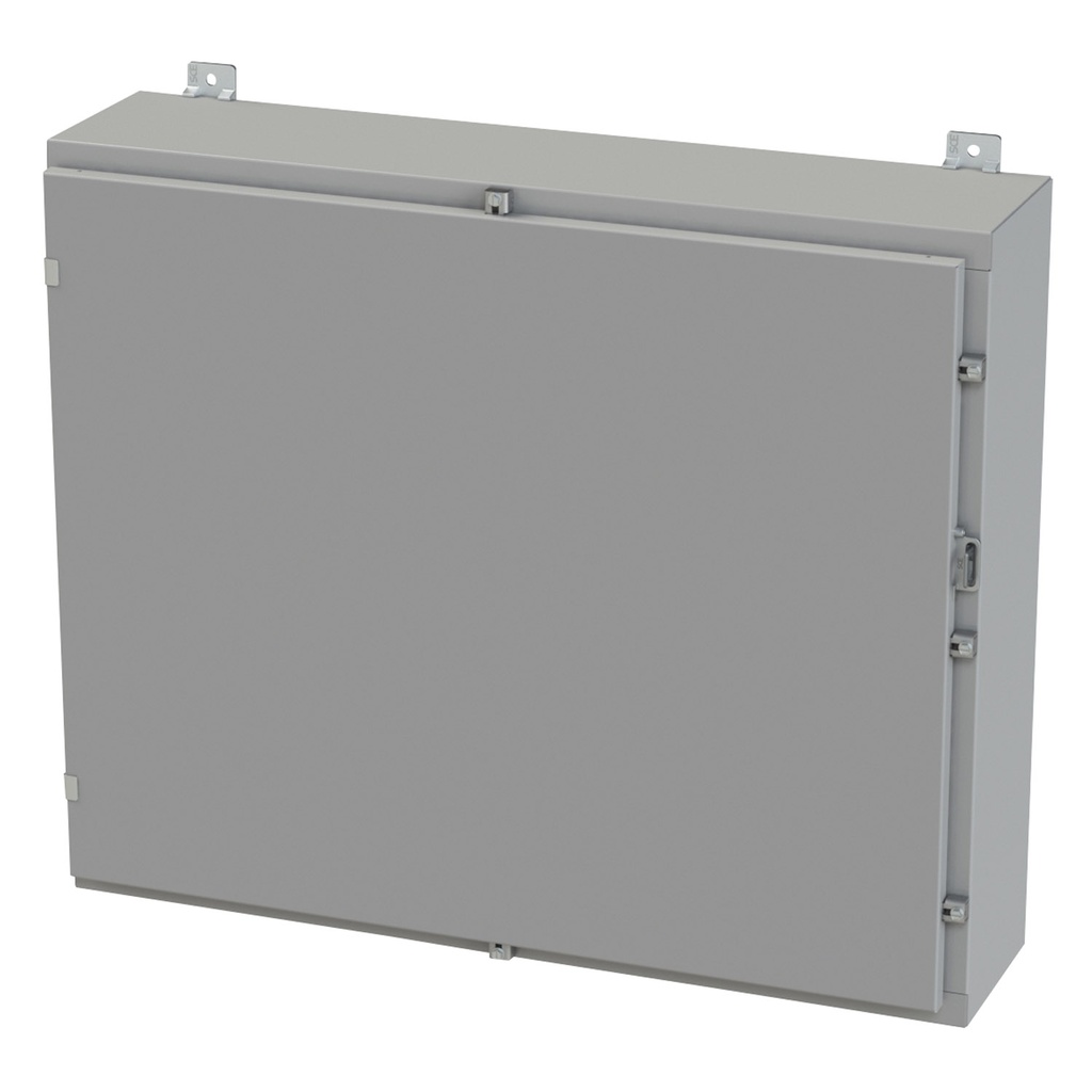 NEMA 3R, 4, 12 Enclosure, Wallmount, 30" H x 36" W x 8" D, Carbon Steel, Powder Coat gray