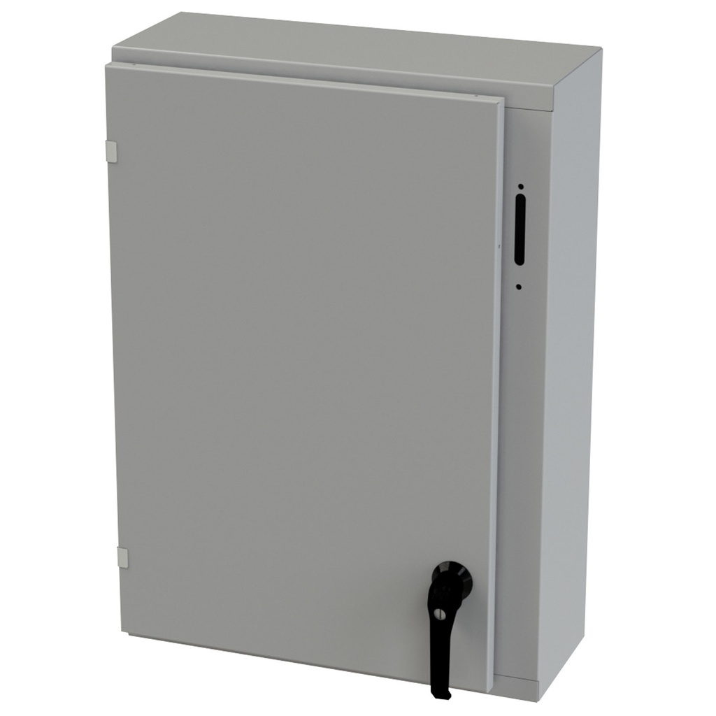 NEMA 3R Enclosure, Wallmount, 30" H x 21.375" W x 8" D, Carbon Steel, Powder Coat gray