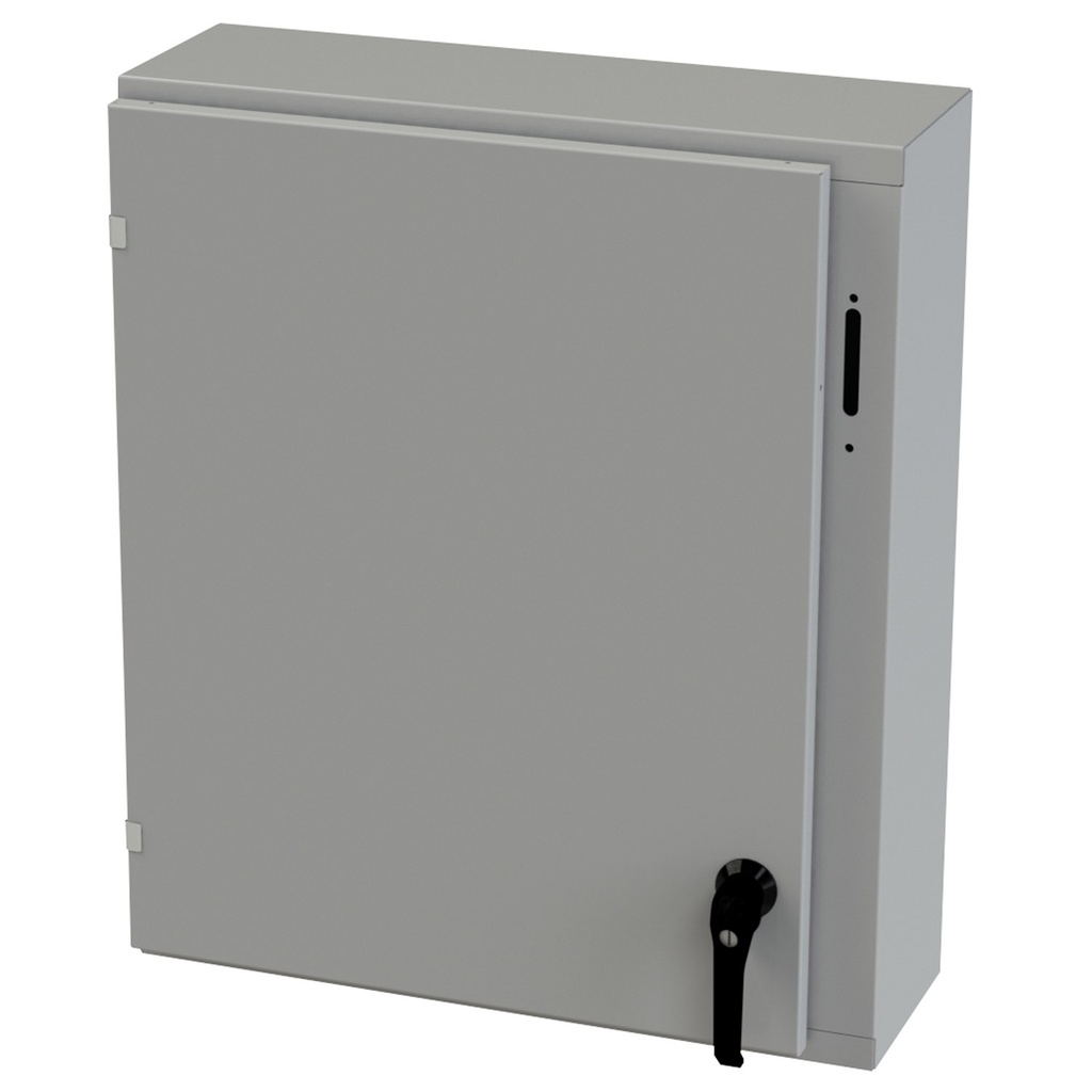 NEMA 3R Enclosure, Wallmount, 30" H x 25.375" W x 8" D, Carbon Steel, Powder Coat gray