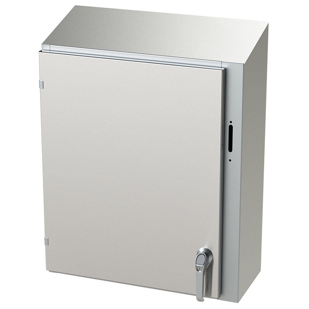 NEMA 4X Enclosure, Slope Top, Wallmount, 30" H x 25" W x 10" D, 304 Stainless Steel